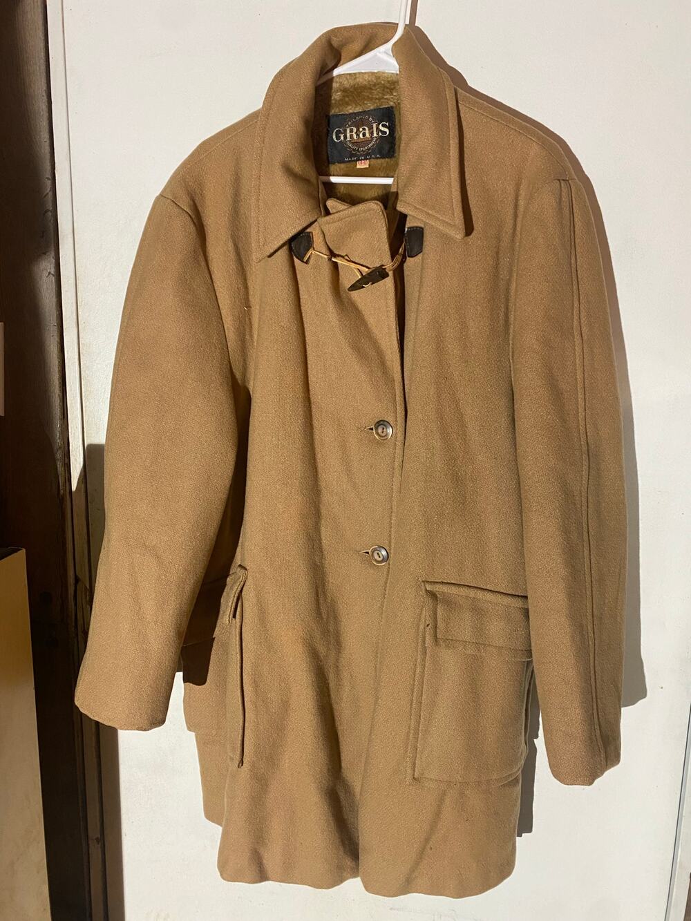 Vintage Grais Men's 44 Tan Wool/Fur Coat